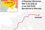 Як від Варшави до Барселони: у мережі показали масштаби лінії фронту в Україні