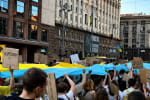 16-й день протестів на підтримку Федорова: у Києві розгорнули 20-метровий прапор України (оновлено)