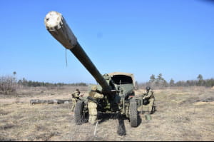 Артилеристи "Запорозької Січі" на польових навчаннях з бойовою стрільбою