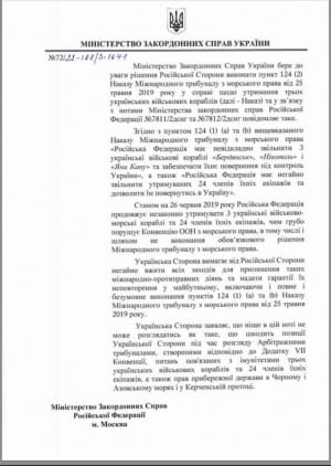 Дипломатические ноты между Украиной и РФ