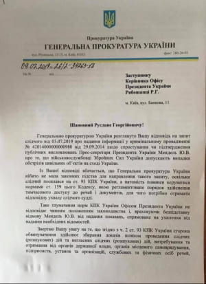 Запит ГПУ щодо слів Мендель