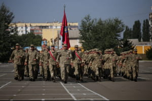 Репетиция Шествия достоинства на плацу Отдельного президентского полка