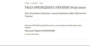 Зеленський звільнив Богдана і призначив Єрмака
