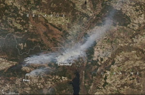 Фото NASA пожара в Чернобыльской зоне