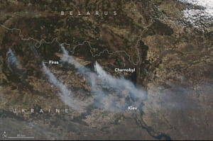 Фото NASA пожара в Чернобыльской зоне