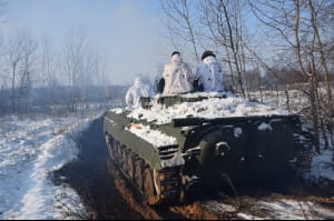 Первая отдельная Северская танковая бригада ВСУ на зимних учениях