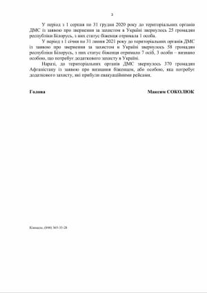 Ответ ГМС Украины относительно беженцев
