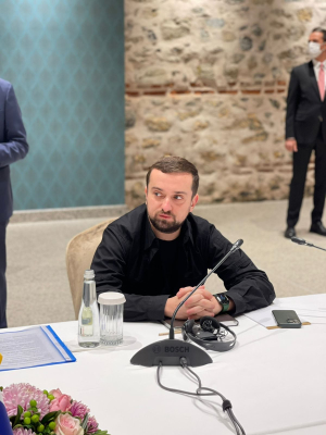 Представители украинской делегации: Д. Арахамия, А. Резников, А. Костин, Р. Умеров, М. Подоляк, М. Точицкий, К. Тимошенко