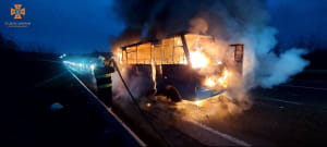 В Закарпатье сгорел пассажирский автобус