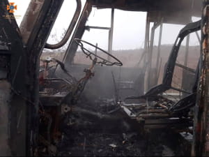 В Закарпатье сгорел пассажирский автобус
