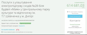 виділення 600 тис гр на підігрів сходів у парку імені Тараса Шевченка