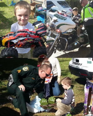 Это Гленн Буратти. У него легкий аутизм и эпилепсия. Когда его мама устроила ему день рождения и пригласила 16 детей из его класса, никто не явился. Она попросила о помощи в Facebook, и эти пожарные, офицеры и местные дети появились с подарками.