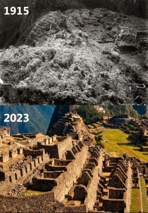 Мачу-Пикчу, до и после раскопок