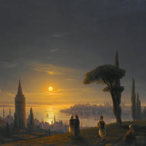 The Galata Tower under Moonlight by Ivan Aivazovsky