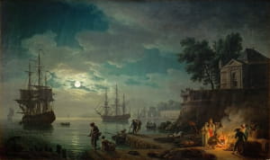 Seaport by Moonlight by Claude Joseph Vernet