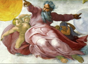 Creation of the Sun Moon by Michelangelo