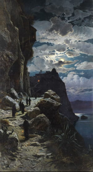 Passage of the Monks to Mount Athos Monastery by Hermann David Salomon Corrodi