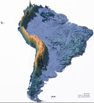 Плитка карты высот Южной Америки