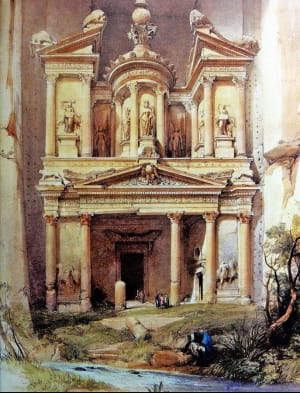 Петра, Иордания. Потрясающая литография 1839 г. Дэвида Робертса.