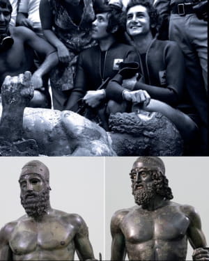 В 1972 году Стефано Мариоттини наткнулся на бронзовые медали Риаче... Ныряя на 200 метров от побережья Риаче, Италия, он заметил левую руку статуи, вынырявшей из песка на глубине от шести до восьми метров. Это одна из самых выдающихся археологических нахо