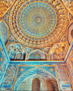 Потолок Медресе Тиля Кори, Самарканд, Узбекистан