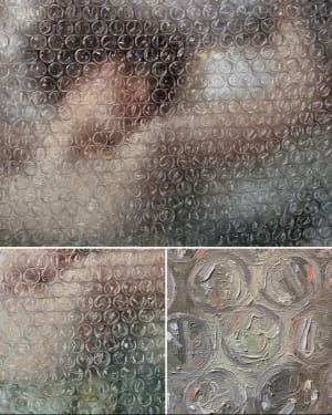 Дариан Родригес Медерос является пионером уникальной техники «рисования пузырьковой пленкой».