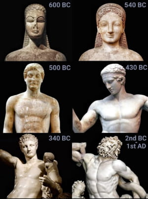 600-летняя эволюция древнегреческой скульптуры просто поражает