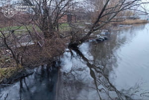 Выброс мазута в Ладыжинское водохранилище