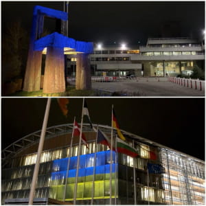 Європейські інституції прикрасили кольорами українського прапора на знак солідарності