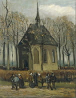 Паства виходить з реформістської церкви в Ньюнені, 1884-1885