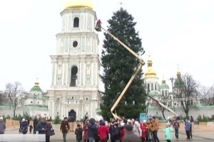Гірлянди і тисячі іграшок: Як вбирають до новорічних свят головну ялинку України – відео