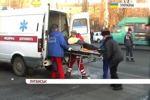 У Луганську перекинувся пасажирський автобус