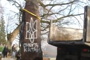 На Київщині у День пам'яті жертв Голодомору активісти знесли пам'ятник полку НКВС: як це було