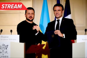 Розмова Володимира Зеленського та Еммануеля Макрона з журналістами &ndash; трансляція