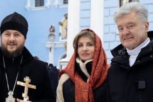 Порошенко посетили литургию в Михайловском соборе и поздравили украинцев с годовщиной Томоса