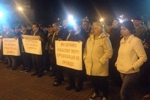У Вишгороді відбувся мітинг на підтримку міськголови, якого СБУ схопила на хабарі 