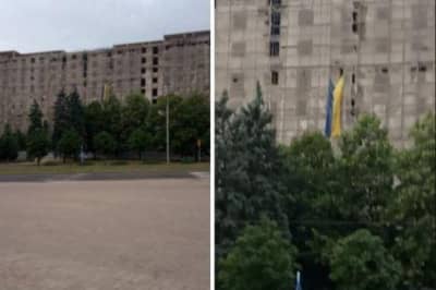 В центре Донецка вывесили украинский флаг и прозвучал национальный гимн