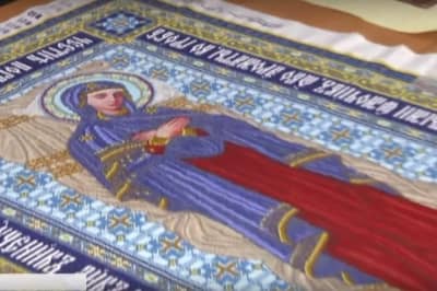 Плащаница Богородицы из бисера
