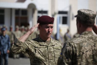 Репетиция Шествия достоинства на плацу Отдельного президентского полка