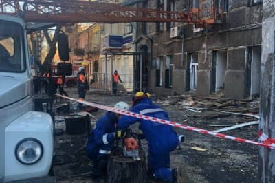 Ликвидация пожара в колледже Одессы
