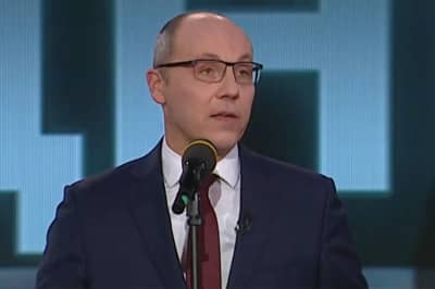 Андрей Парубий во время марафона "Память достойных"