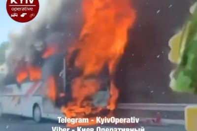 Загорелся автобус