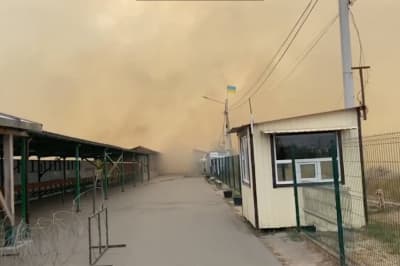 Пожар на КПВВ "Станица Луганская"