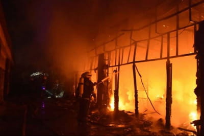 Пожар в торговом павильоне Одессы