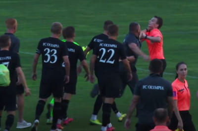 Бійка після матчу між "Вовчанськом" і "Олімпією"