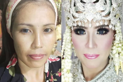 фотографії жінок з Азії, які кардинально змінилися після весільного макіяжу