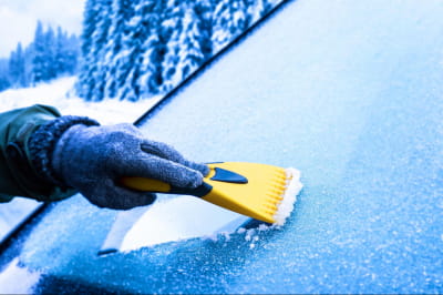 зима, автомобіль, скло, лід