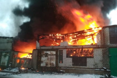 Пожар на складе в Бородянке
