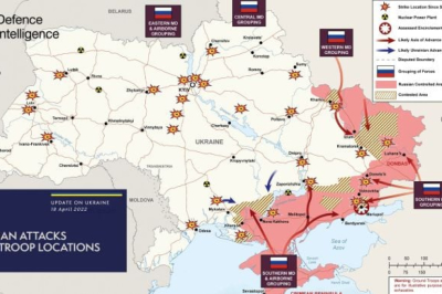 Карта військових дій в Україні станом на 18 квітня