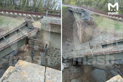 Зруйнований міст у Курській області